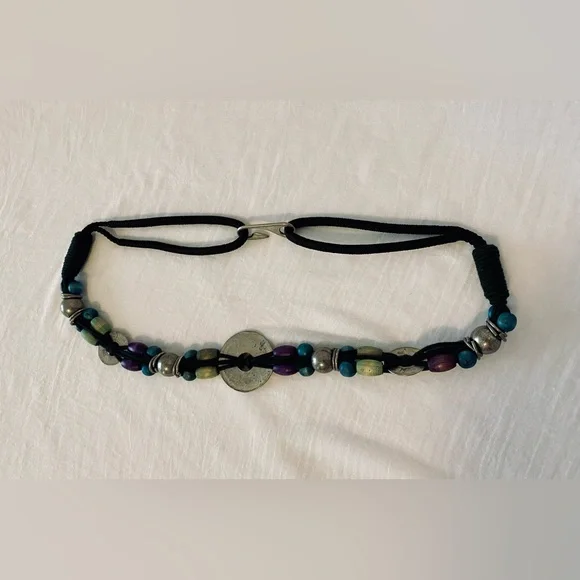 Multicolor Beaded Waist Belt with Silver Accents - Picture 3 of 5